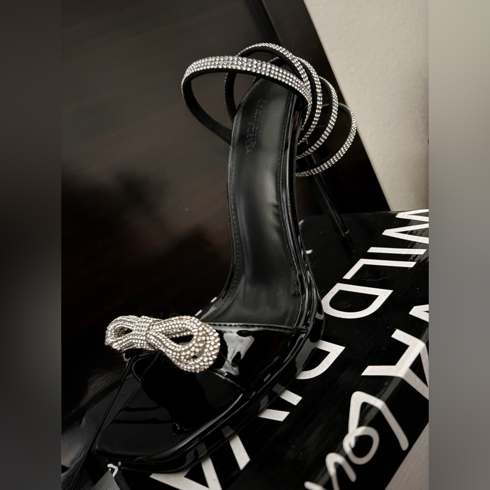 Nordstrom Black Heels with Silver Embellishments